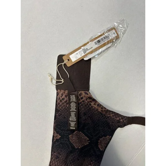 SKIMS Ultimate Push Up Plunge Bra Espresso Snake Print Size 36DDD NWT - Picture 3 of 4